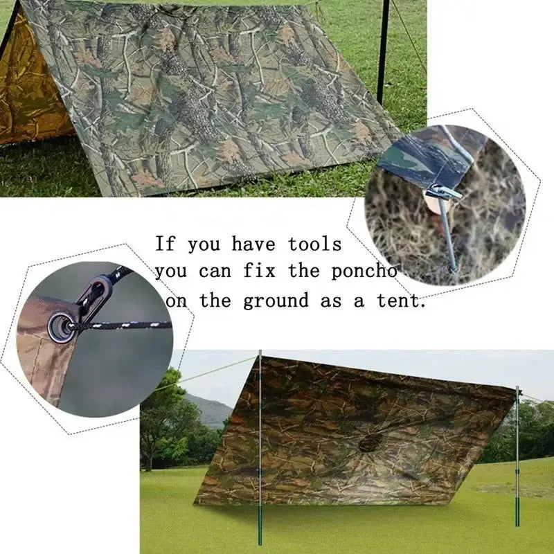 3 in 1 Multifunctional Raincoat Backpack Rain Cover Hiking Cycling Poncho Waterproof Tent Outdoor Camping Shade Tent