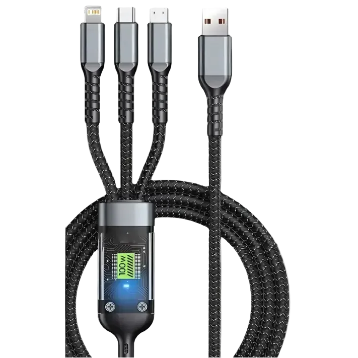 3-in-1 Super Fast Charging Cable - Black