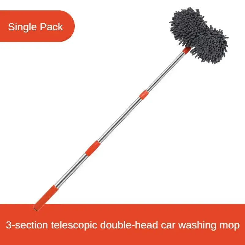 3-Section Telescopic Car Wash Mop with Double Brush Head - HBC