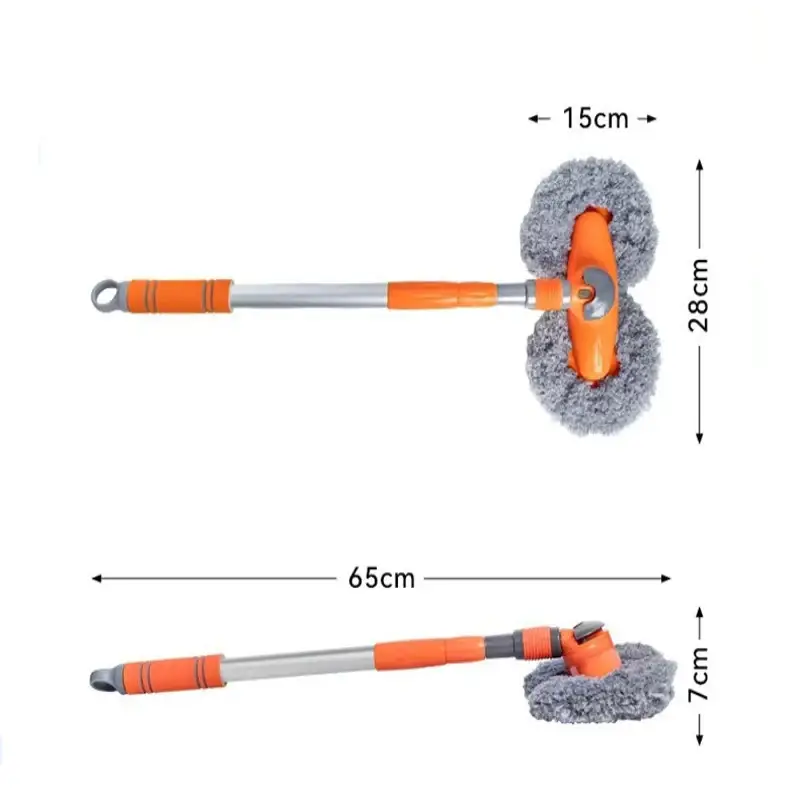 3-Section Telescopic Car Wash Mop with Double Brush Head - HBC