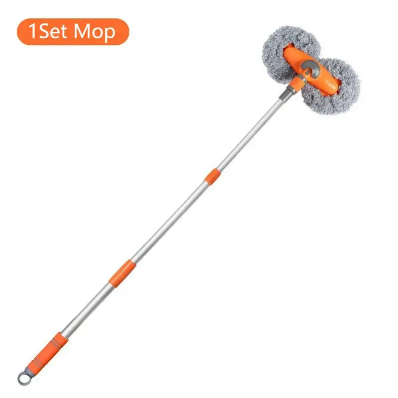 3-Section Telescopic Car Wash Mop with Double Brush Head - Yellow - HBC