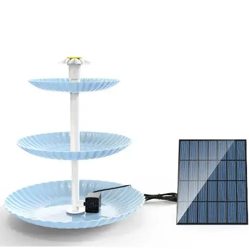 3-Tier Bird Bath with Detachable DIY Solar Fountain with 25W Pump - SS