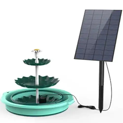 3-Tier Bird Bath with Detachable DIY Solar Fountain with 25W Pump - SS