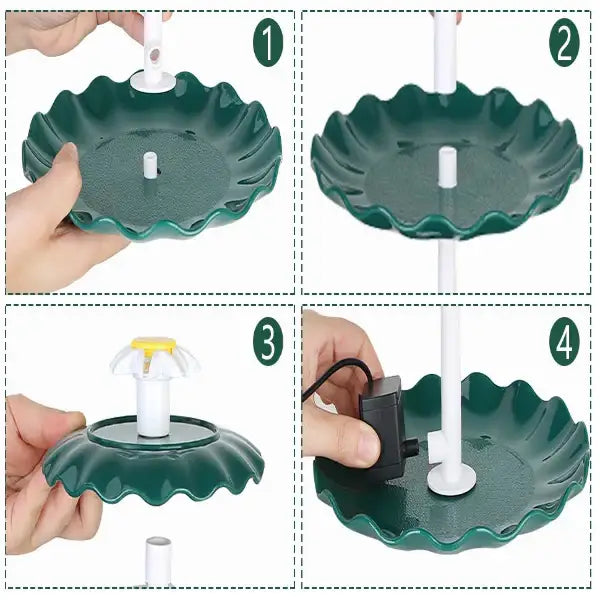 3-Tier Bird Bath with Detachable DIY Solar Fountain with 25W Pump - SS