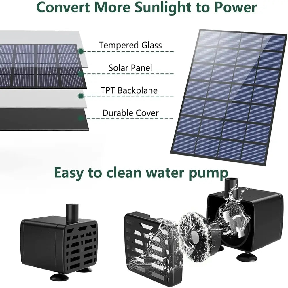 3-Tier Bird Bath with Detachable DIY Solar Fountain with 25W Pump - SS