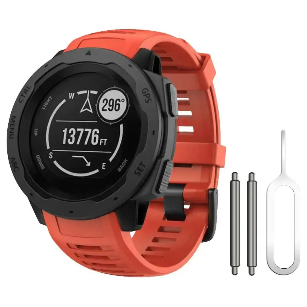 Soft Silicone Strap for the Garmin Instinct 1/2/Solar/Tactical Series (available in 5 colours) - Orange - TWS