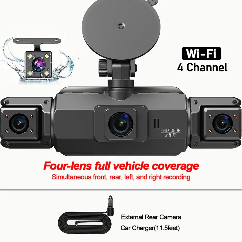 360° Dash Cam with WiFi & 24H Parking Mode (available in different storage capacity) - 4Ch DVR / 512GB / Dashboard