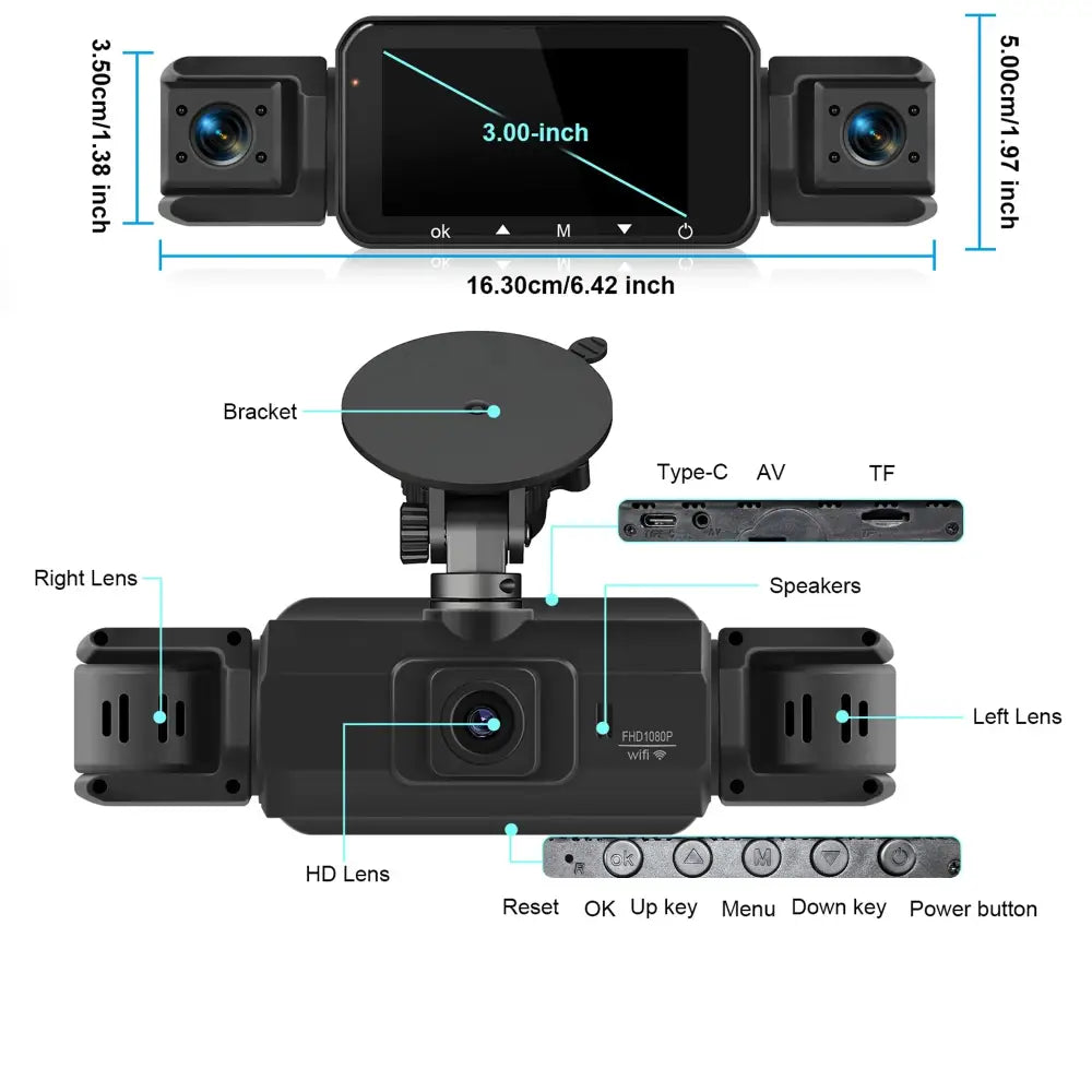 360° Dash Cam with WiFi & 24H Parking Mode (available in different storage capacity) - HBC