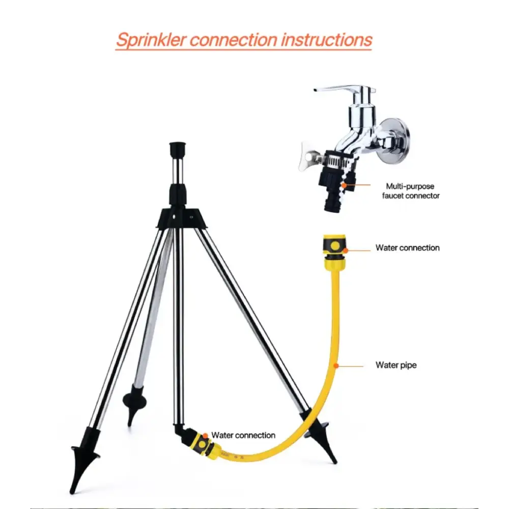 360° Rotating Garden Sprinkler with Tripod Irrigation Stand - SS