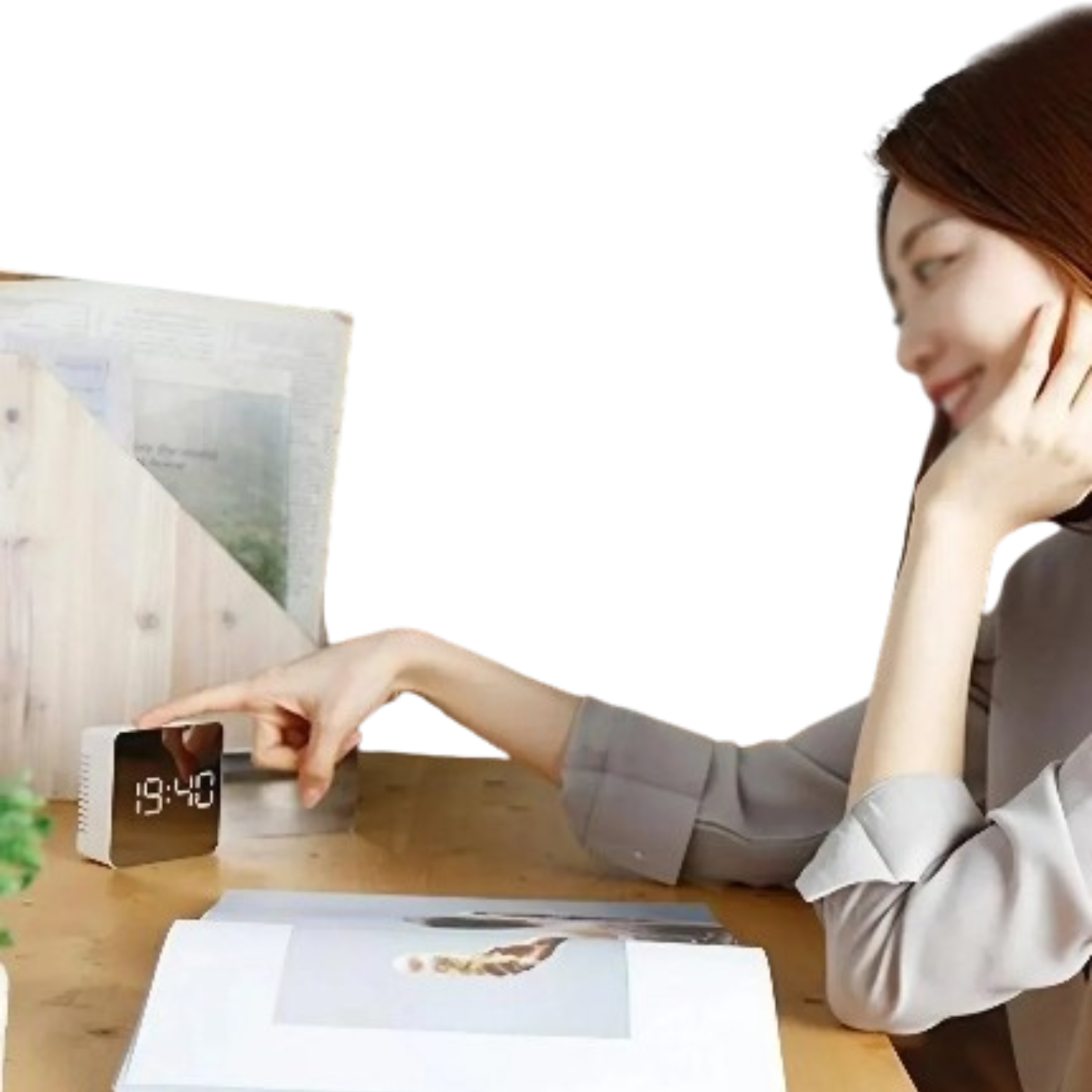 LED Mirror Alarm Clock with Temperature & Smart Night Light (available in 2 shapes)