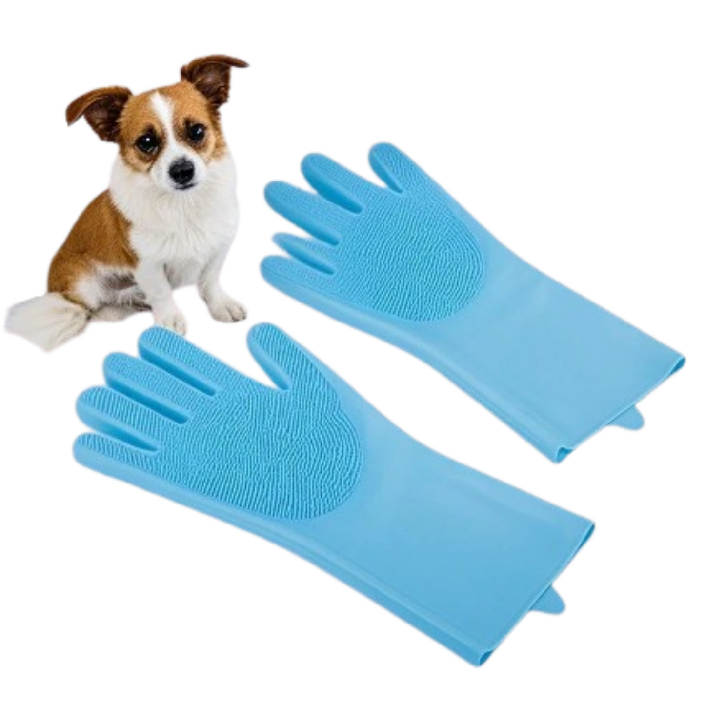 Pet Grooming Gloves Silicone (Pink & Blue)