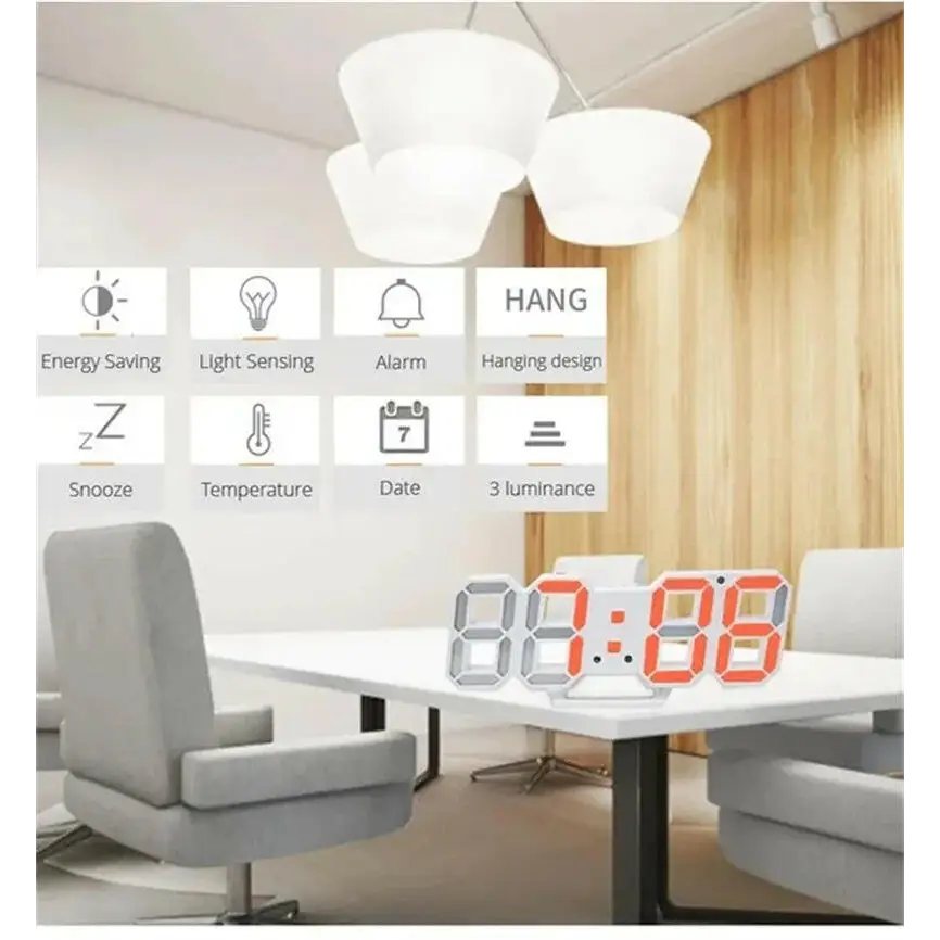 3D LED Digital Wall Clock
