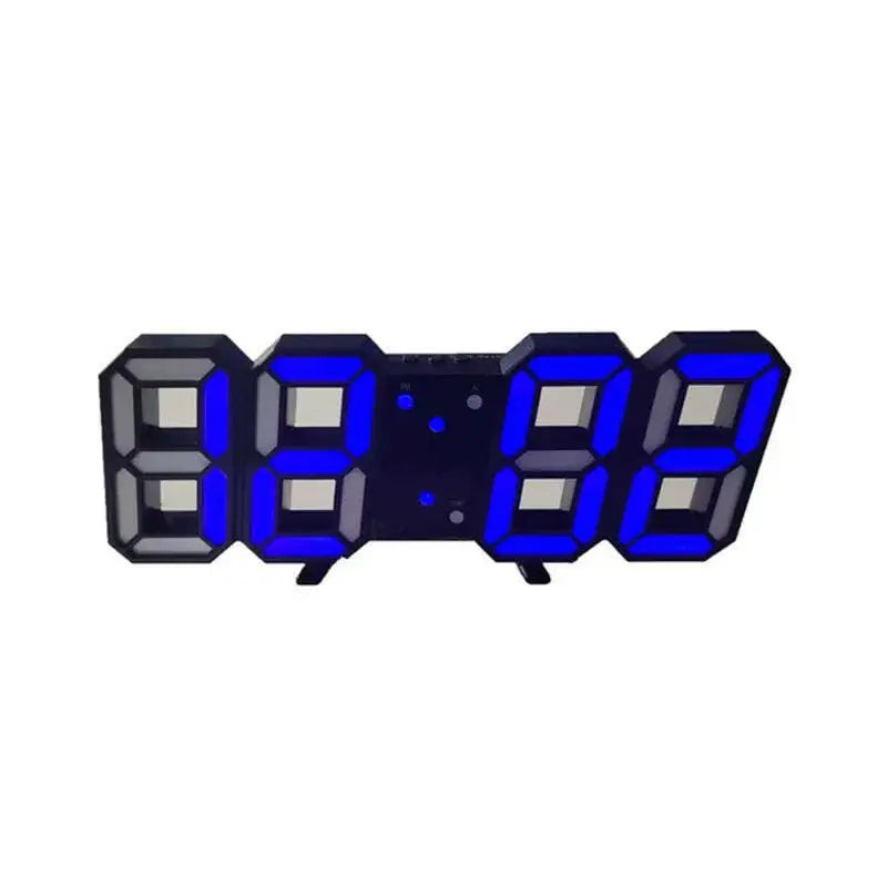 3D LED Digital Wall Clock - Black Blue