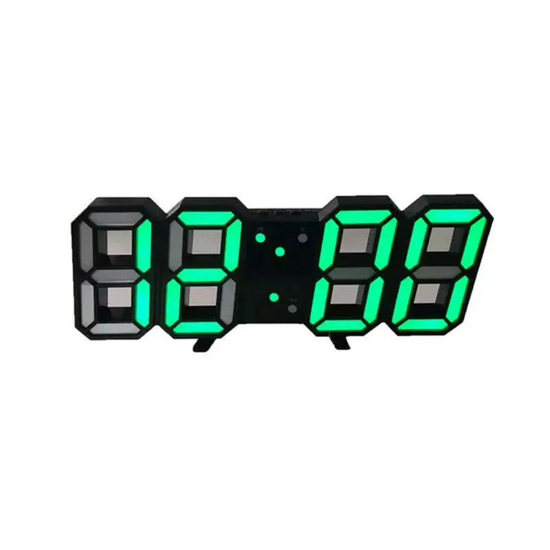 3D LED Digital Wall Clock - Black Green
