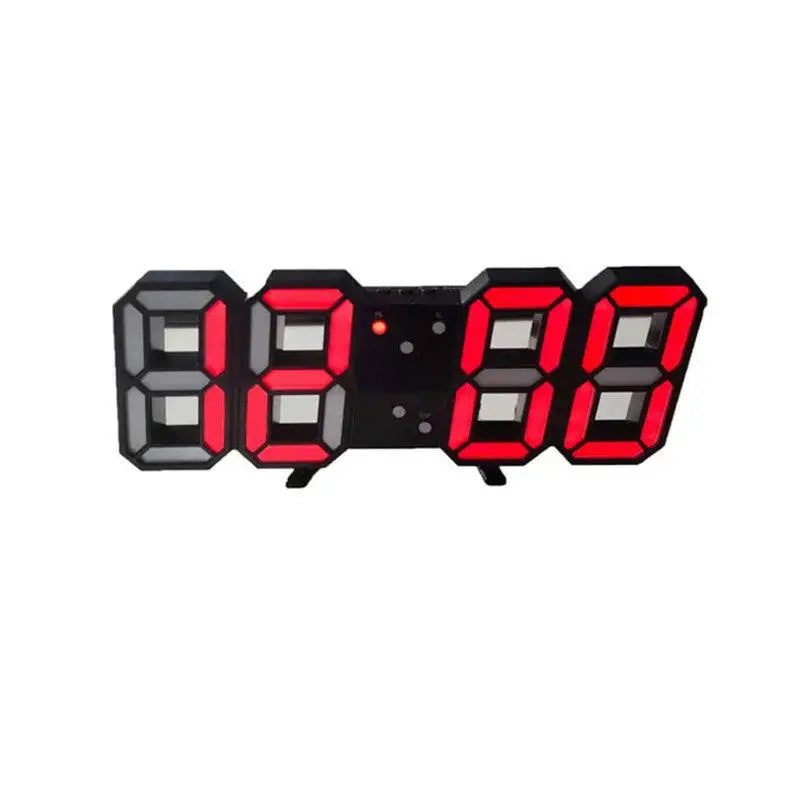 3D LED Digital Wall Clock - Black Red