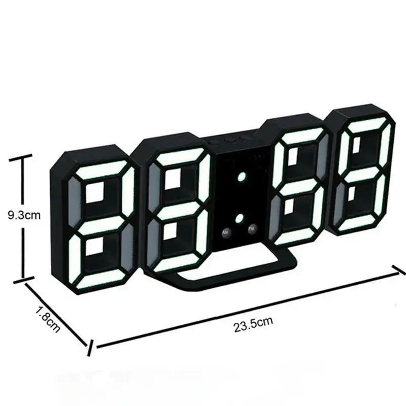 3D LED Digital Wall Clock - Black White