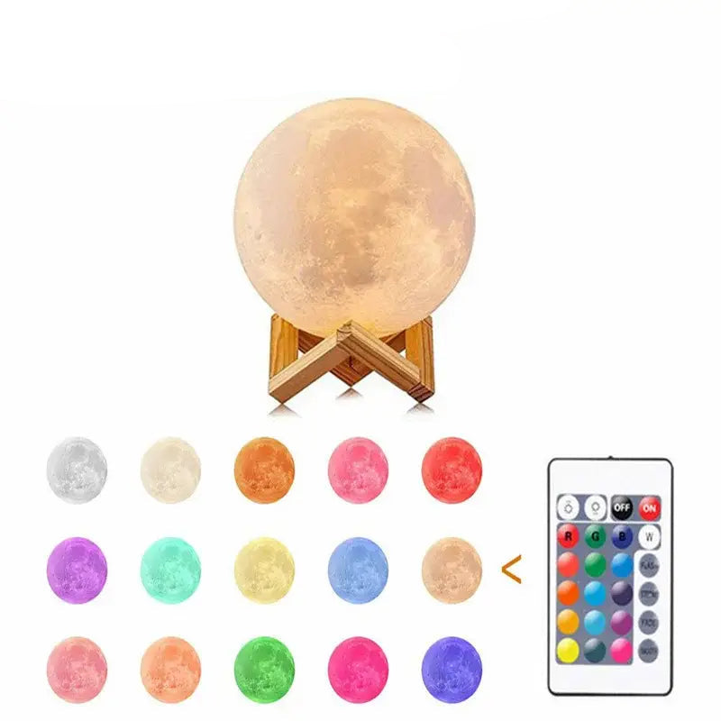 3D LED Moon Lamp Nightlight Fairy Table Bedroom Bedside Cute Kids Night Light for Room Birthday Party Decoration