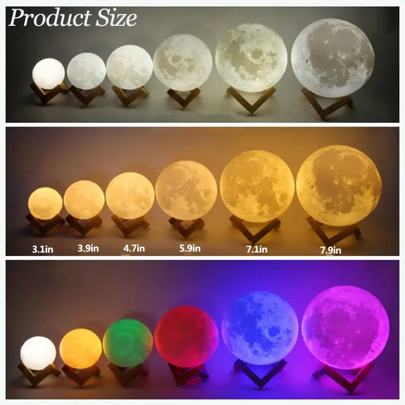 3D LED Moon Lamp Nightlight Fairy Table Bedroom Bedside Cute Kids Night Light for Room Birthday Party Decoration