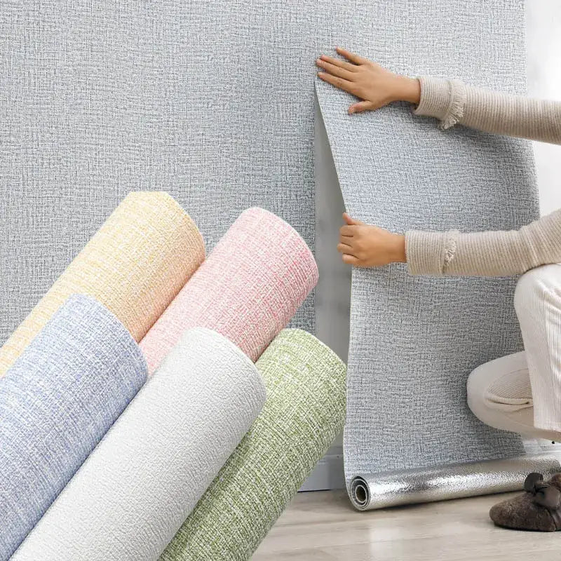 3D Linen Waterproof Self-Adhesive Wall Paper (5 colours available) - SS