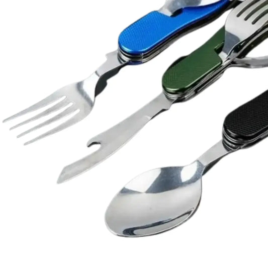 4-in-1 Folding Camping Cutlery Set - SS
