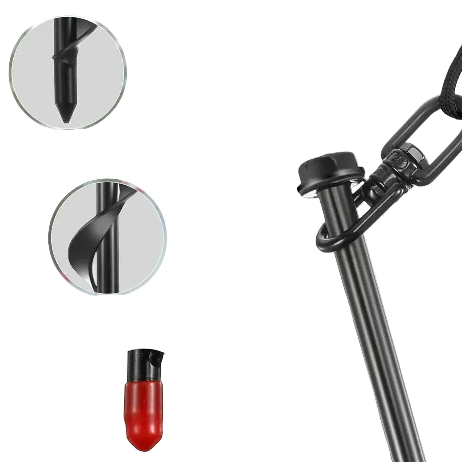 4-Pack 40cm Screwing Ground Anchor for Trampoline with Swing Adapter And Cross Handle Steel Swing Set Anchor - black