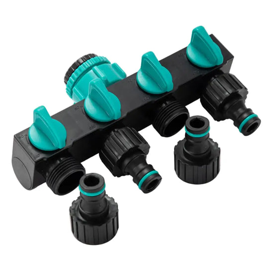 4-Way Garden Water Splitter with European Standard Threads - SS