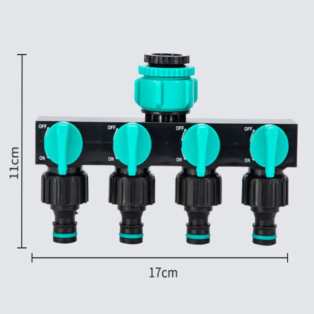 4-Way Garden Water Splitter with European Standard Threads - SS