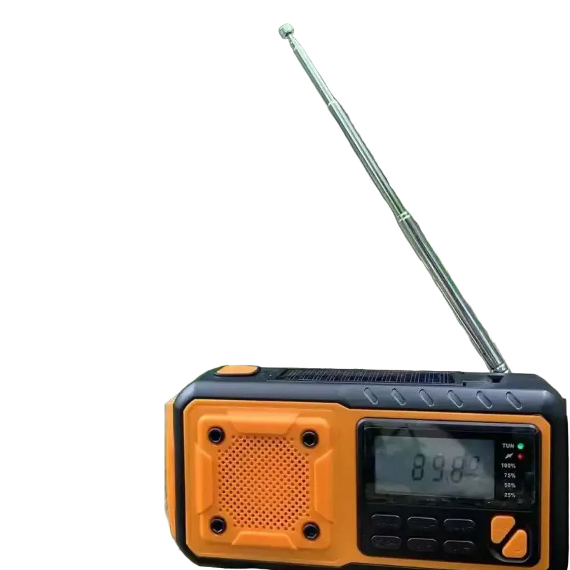 4000mAh Emergency Portable Solar Power Radio with Hand Crank Charging AM/FM Weather Radio LED Flashlight Bank Phone