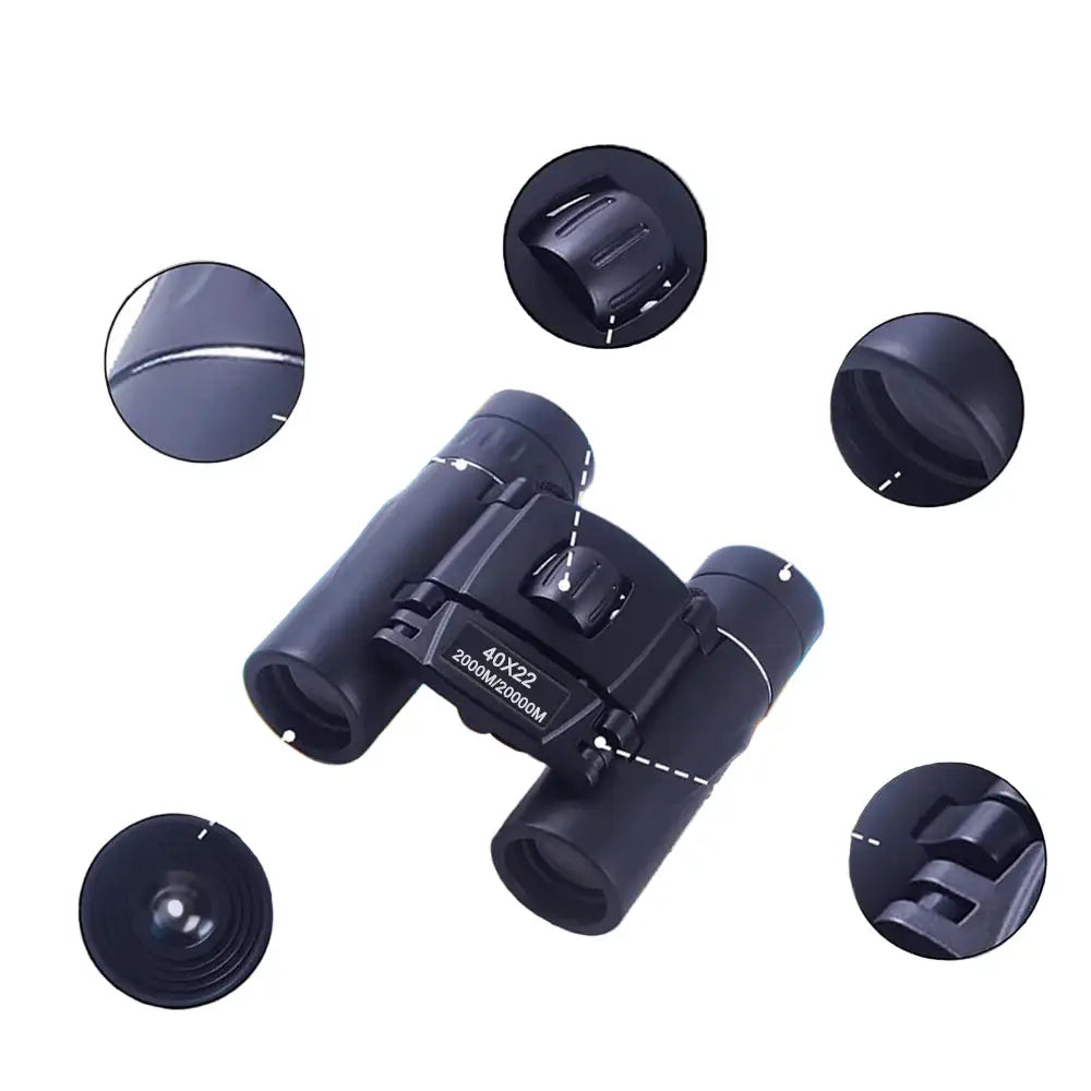 40x22 HD Binoculars – Long Range Mini Telescope with BAK4 Optics - Black - SS