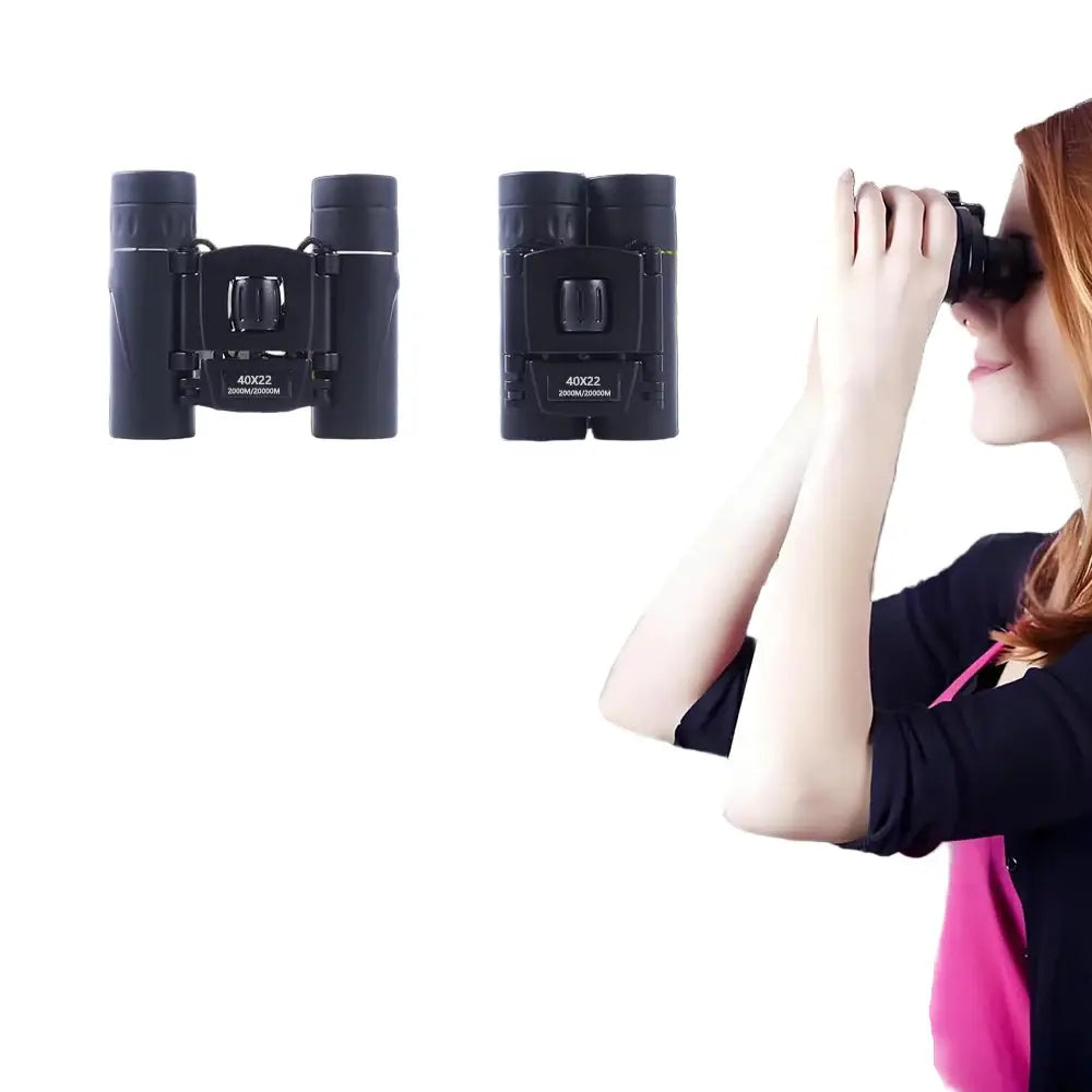40x22 HD Binoculars – Long Range Mini Telescope with BAK4 Optics - Black - SS