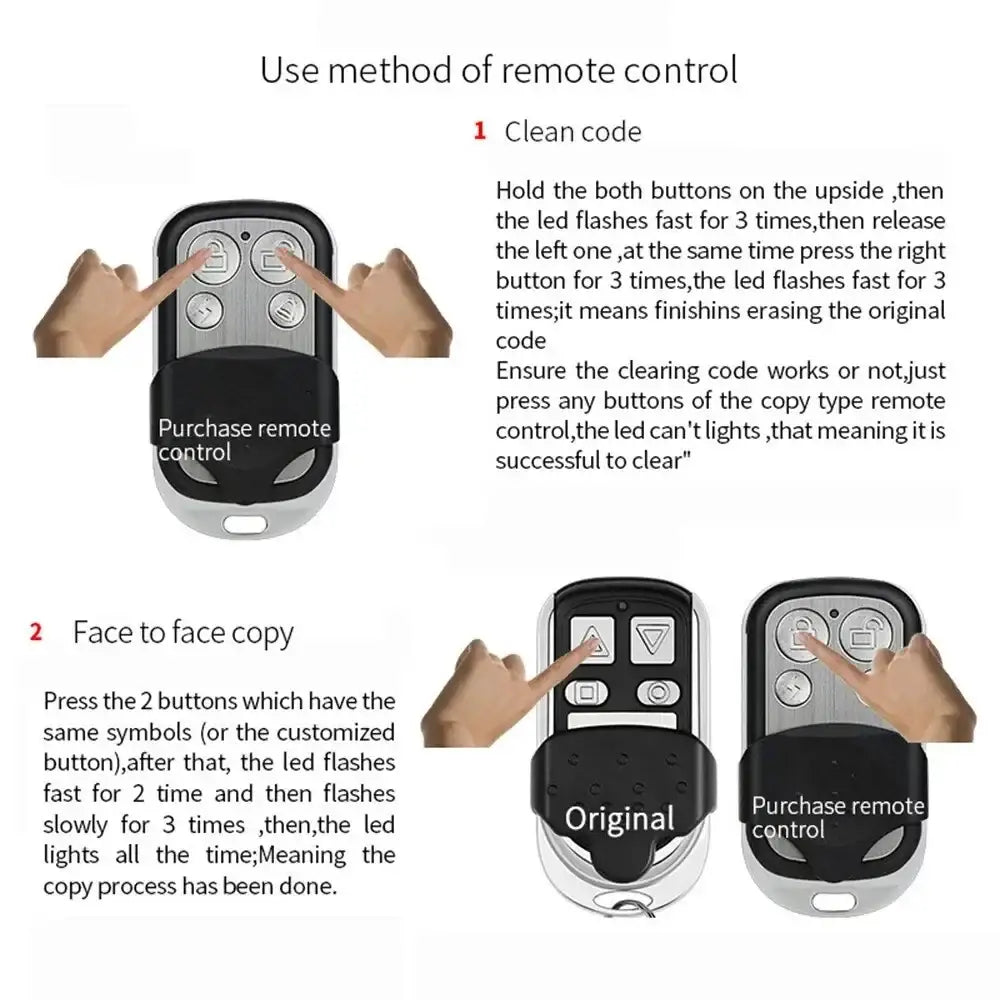 433MHz 4Button ABCD/Lock Unlock Remote Control Metal Push Button Transmitter Universal 4 Buttons Garage Door Opener