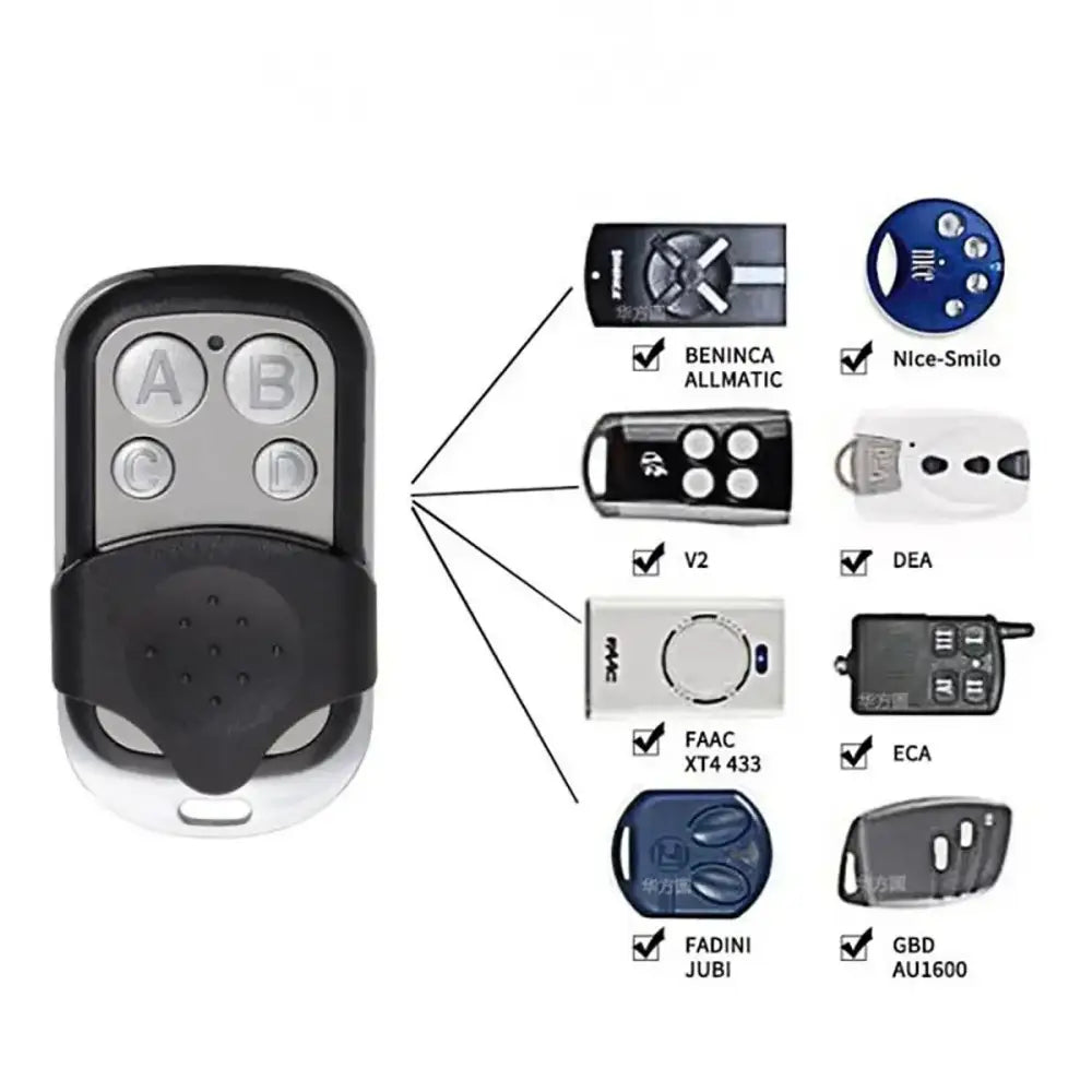433MHz 4Button ABCD/Lock Unlock Remote Control Metal Push Button Transmitter Universal 4 Buttons Garage Door Opener
