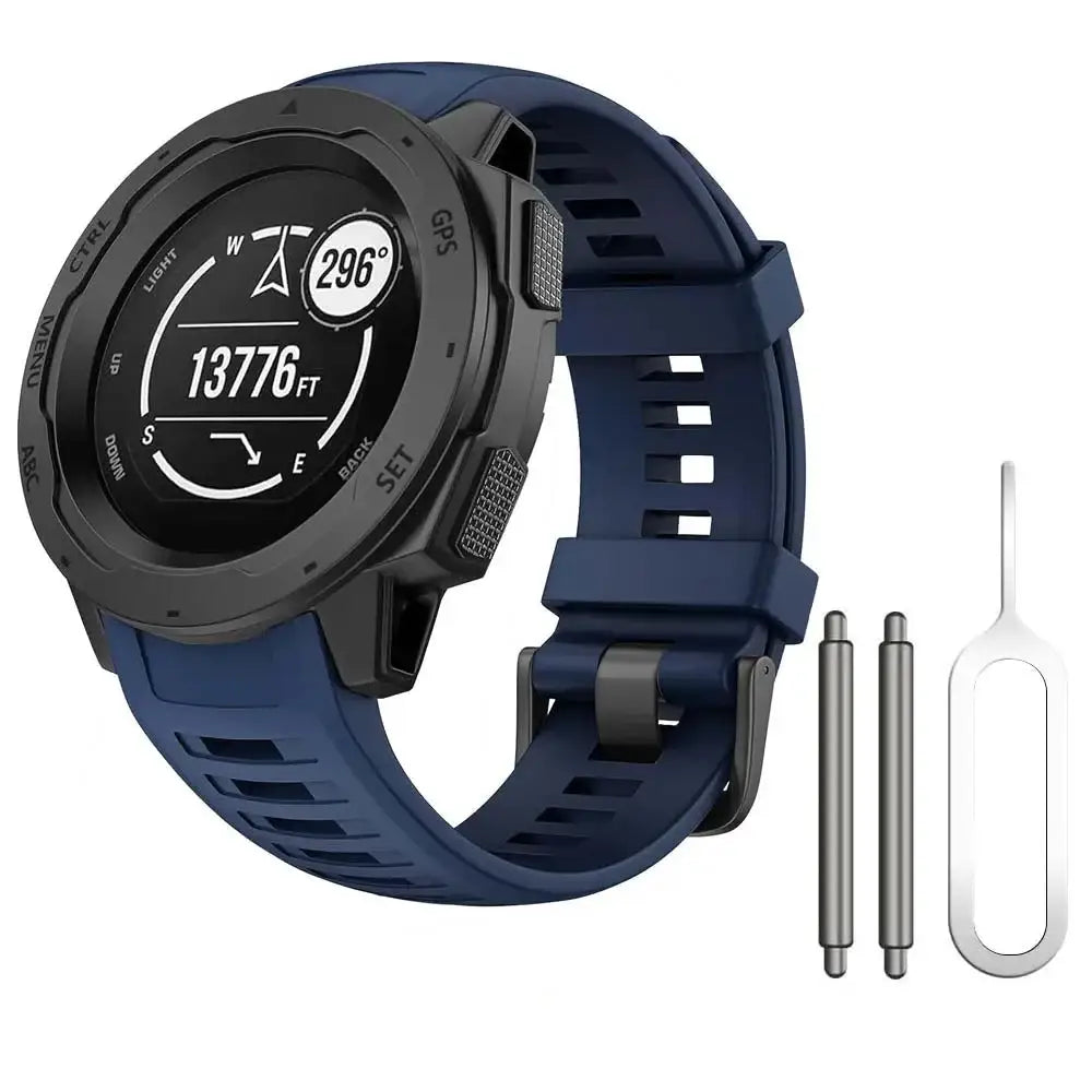 Soft Silicone Strap for the Garmin Instinct 1/2/Solar/Tactical Series (available in 5 colours) - Deep Blue - TWS