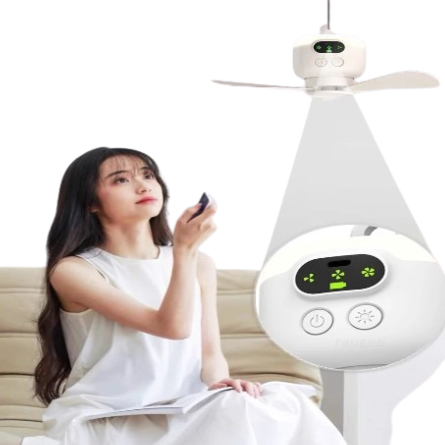 Portable Rechargeable Camping Ceiling Fan with Light & Remote