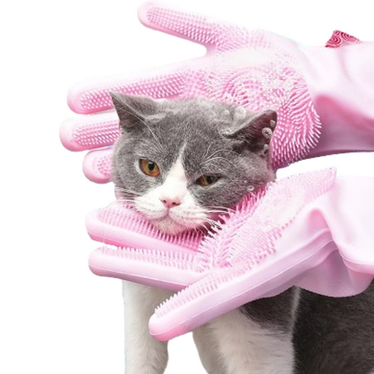 Pet Grooming Gloves Silicone (Pink & Blue)