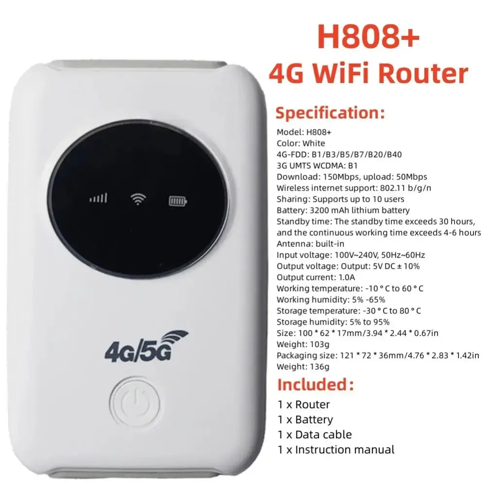 4G LTE Portable WiFi Router & Mobile Hotspot (8 different variants available) - H808 4G Lte Router - 9eight5
