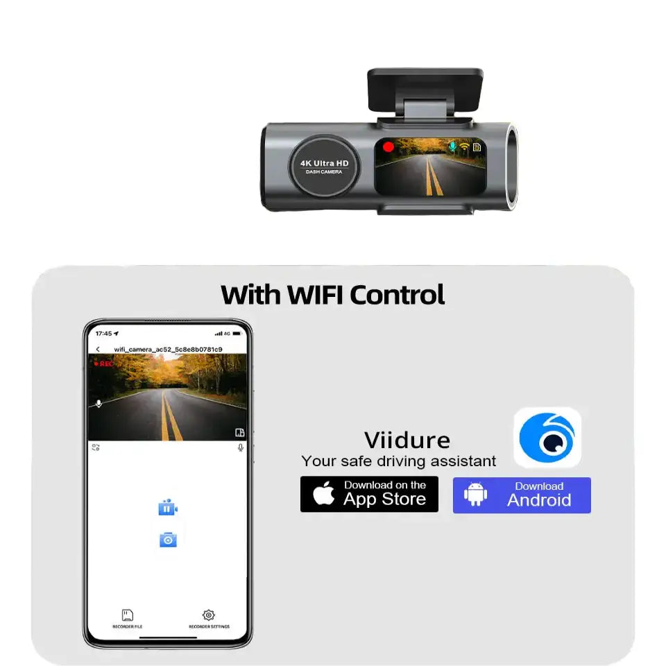 4K UHD Dash Cam with WiFi & GPS (different sizes and models available) - HBC