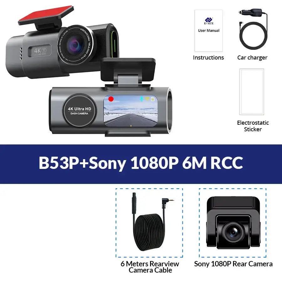 4K UHD Dash Cam with WiFi & GPS (different sizes and models available) - B53P-6M RC / 128GB / Dash Cam - HBC