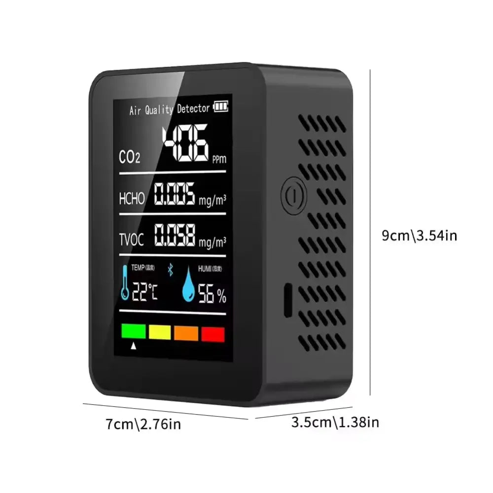 5-in-1 Digital Air Quality Monitor – CO2 HCHO TVOC Humidity & Temperature Tester - HBC
