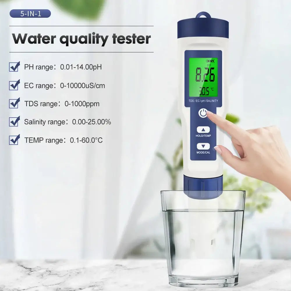 5-in-1 Digital PH TDS EC Meter Pen - HBC