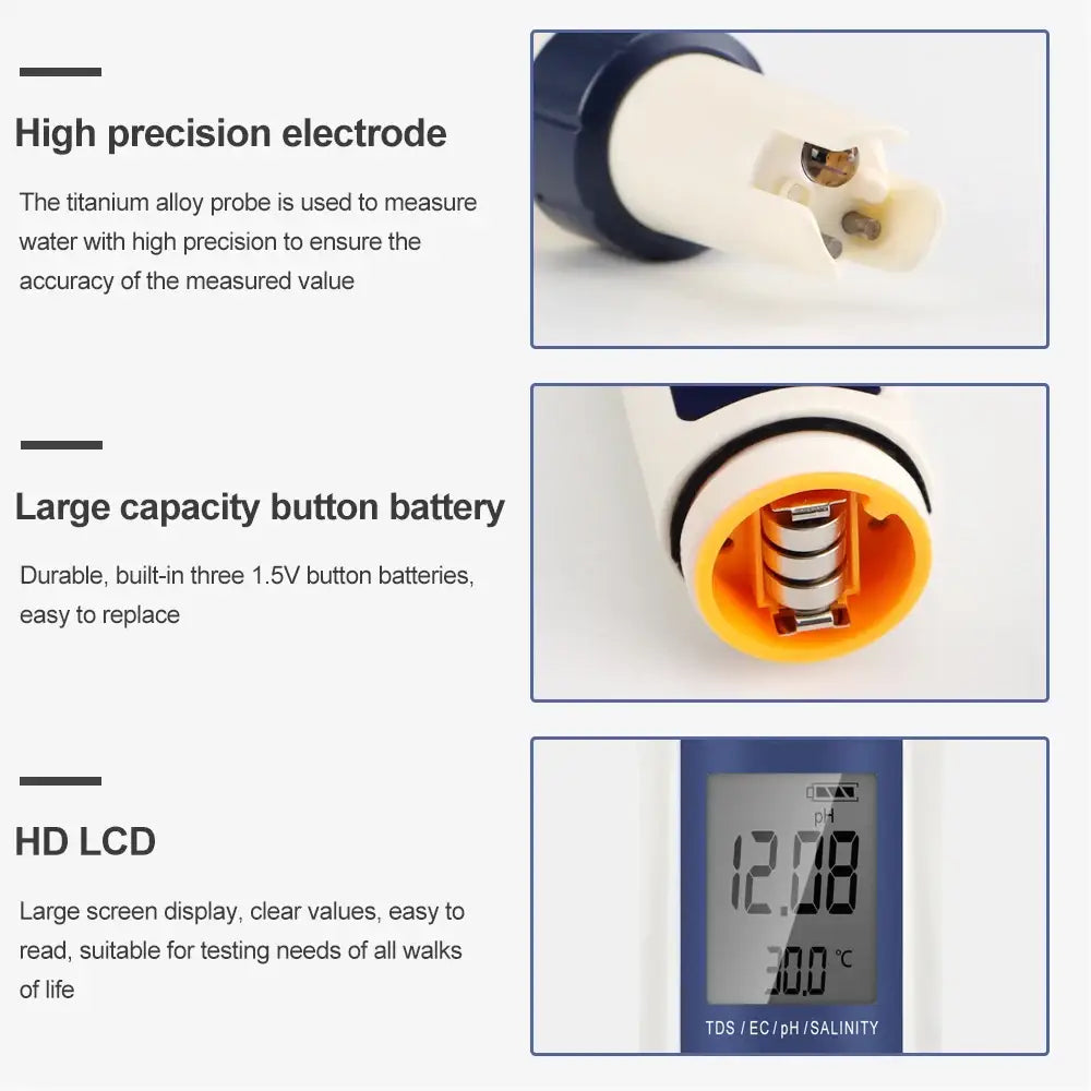 5-in-1 Digital PH TDS EC Meter Pen - HBC