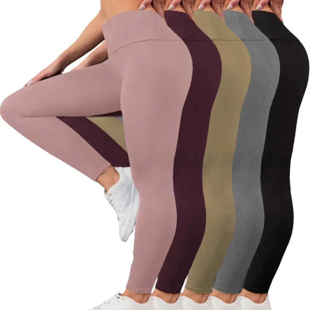 5-Pack of Women’s High-Waisted Workout Leggings (various sizes and colours available) - Color-1 / XS - SS
