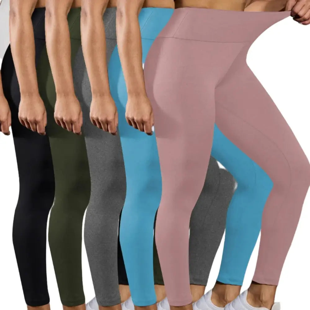 5-Pack of Women’s High-Waisted Workout Leggings (various sizes and colours available) - Color-5 / XS - SS