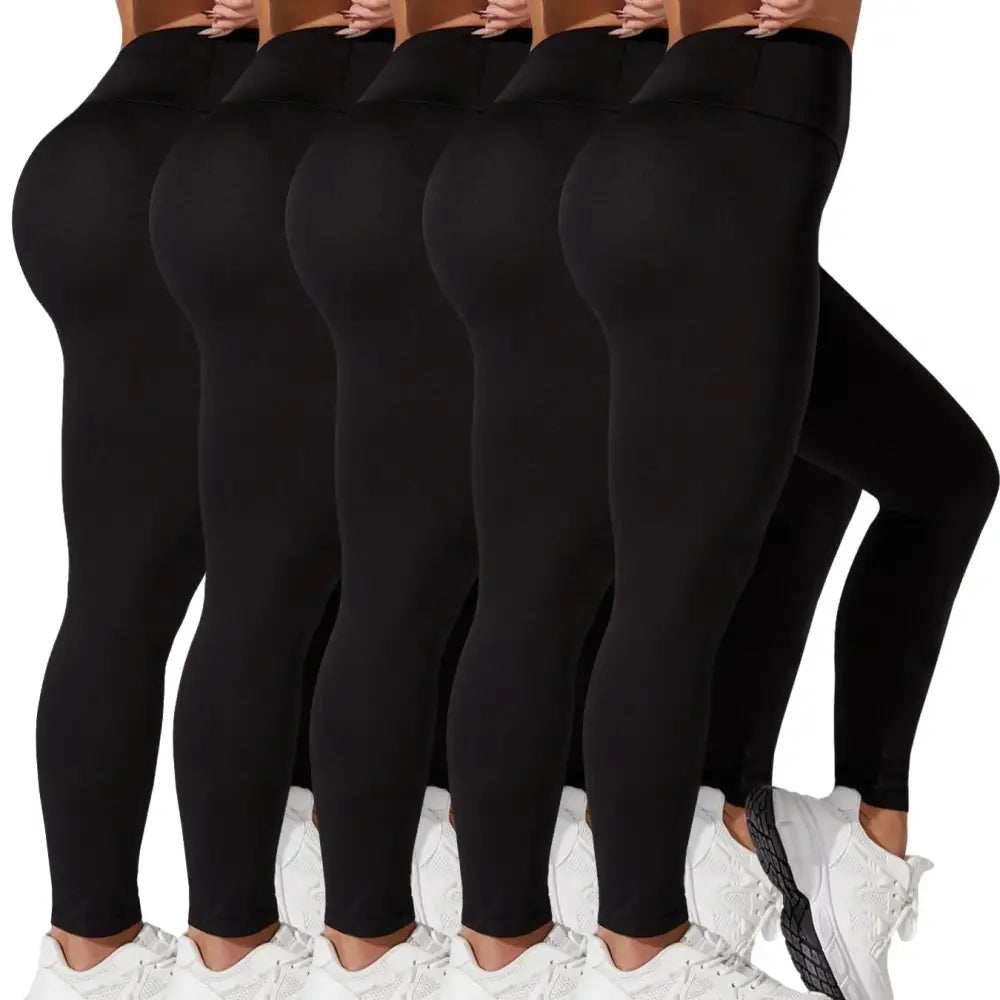 5-Pack of Women’s High-Waisted Workout Leggings (various sizes and colours available) - SS