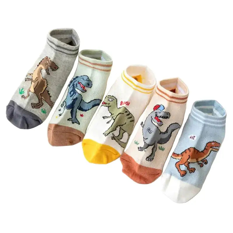 5 Pairs Boys’ Dinosaur Socks – Soft & Breathable (4 sizes available) - SS
