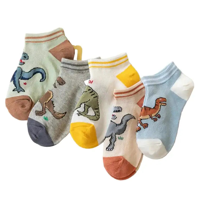 5 Pairs Boys’ Dinosaur Socks – Soft & Breathable (4 sizes available) - SS