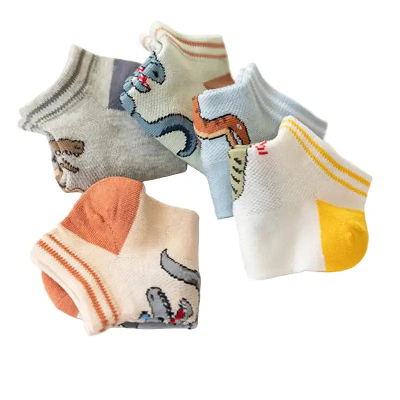 5 Pairs Boys’ Dinosaur Socks – Soft & Breathable (4 sizes available) - SS