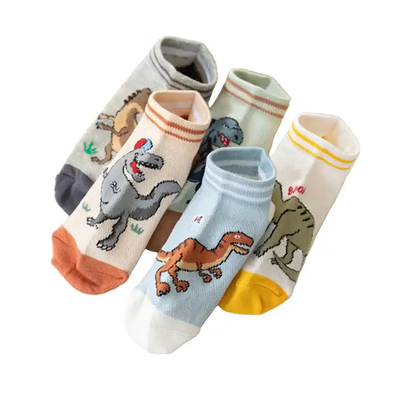 5 Pairs Boys’ Dinosaur Socks – Soft & Breathable (4 sizes available) - SS