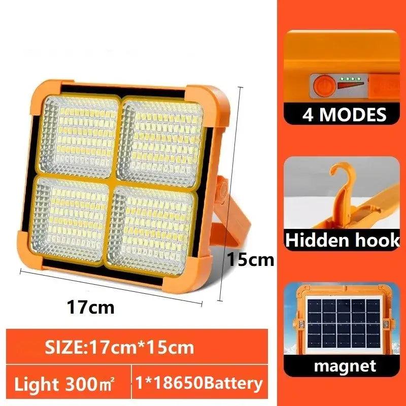 500WSolar Charging Flood Light IP66 Waterproof Portable Tent Camping Light Power Bank Outdoor Emergency Lighting