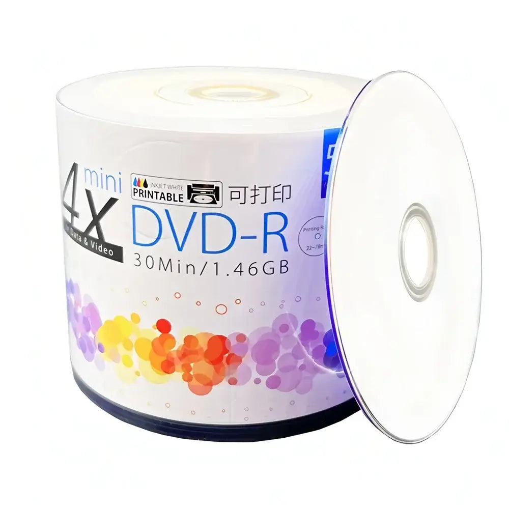 50PCS Ritek Printable Mini 3’’(8cm) DVD-R Recordable Blank Disks 30min 1.46GB 4X Speed for Camera Camcorders Video &